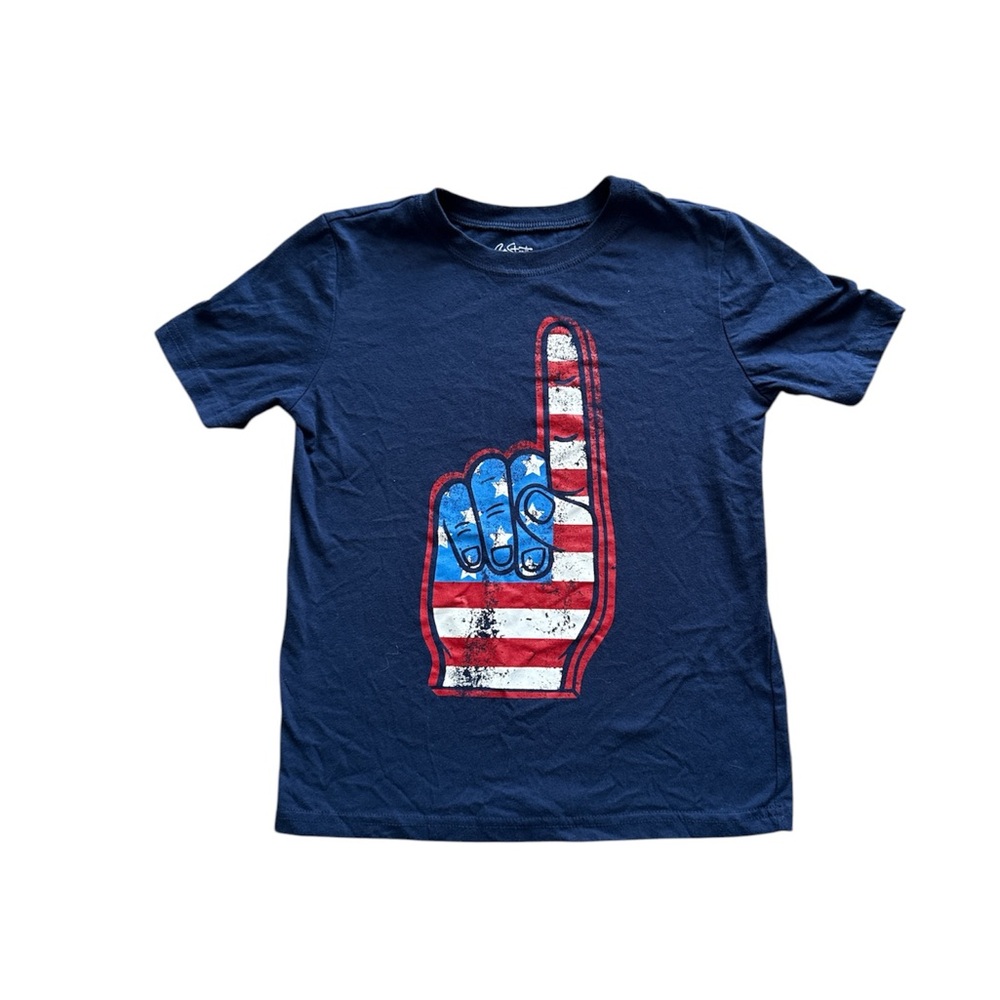 Little boys, red white and blue American flag hand T-Shirt